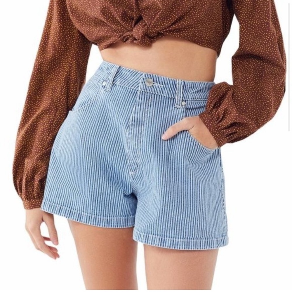 Wrangler for Urban Outfitters Striped High Waist Denim Shorts